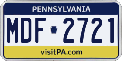 PA license plate MDF2721