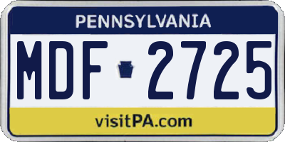 PA license plate MDF2725