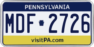 PA license plate MDF2726