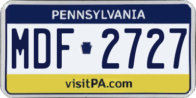 PA license plate MDF2727
