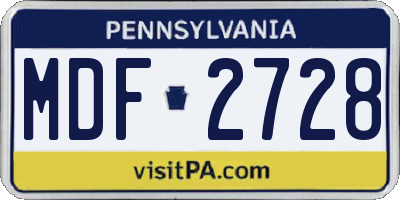 PA license plate MDF2728