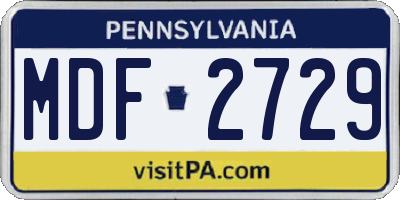 PA license plate MDF2729