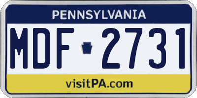 PA license plate MDF2731