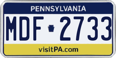 PA license plate MDF2733