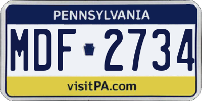 PA license plate MDF2734