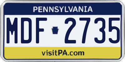 PA license plate MDF2735