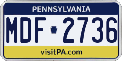 PA license plate MDF2736