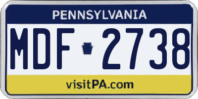 PA license plate MDF2738