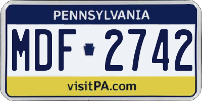 PA license plate MDF2742