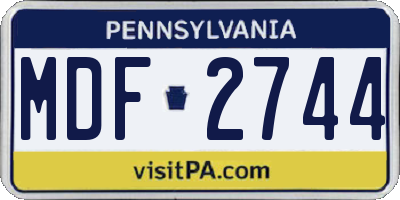 PA license plate MDF2744