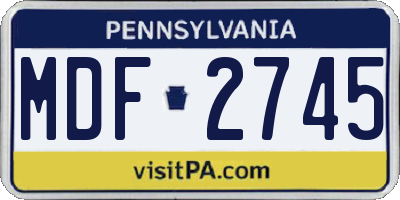 PA license plate MDF2745