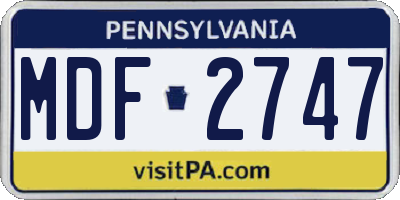 PA license plate MDF2747