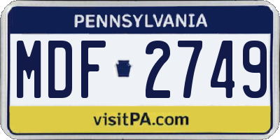 PA license plate MDF2749