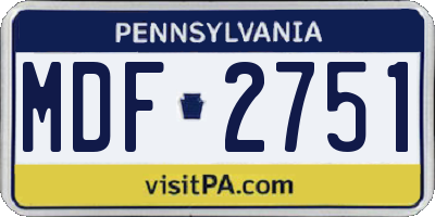 PA license plate MDF2751