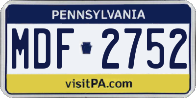 PA license plate MDF2752