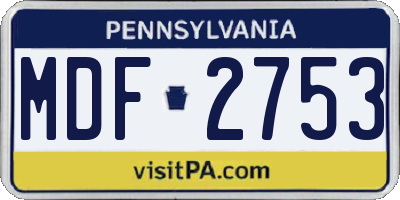 PA license plate MDF2753