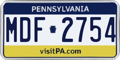 PA license plate MDF2754