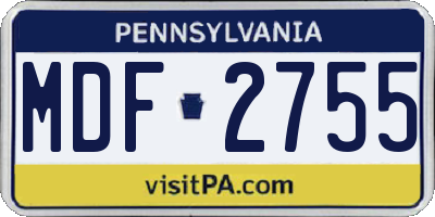 PA license plate MDF2755