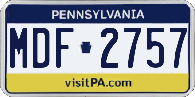 PA license plate MDF2757