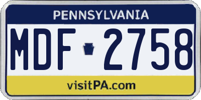 PA license plate MDF2758
