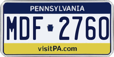 PA license plate MDF2760