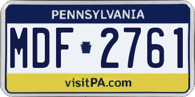 PA license plate MDF2761