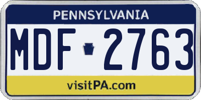 PA license plate MDF2763