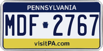PA license plate MDF2767