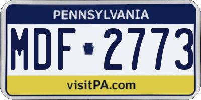 PA license plate MDF2773