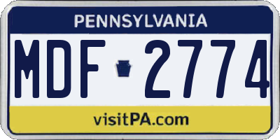 PA license plate MDF2774