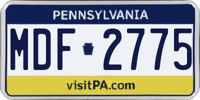 PA license plate MDF2775
