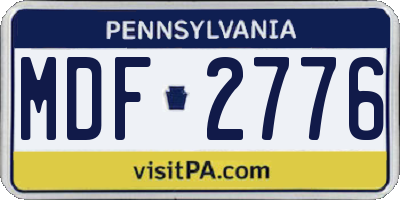 PA license plate MDF2776