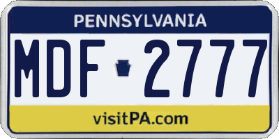 PA license plate MDF2777