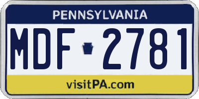 PA license plate MDF2781