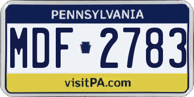 PA license plate MDF2783