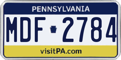 PA license plate MDF2784