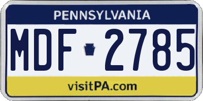 PA license plate MDF2785