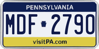 PA license plate MDF2790