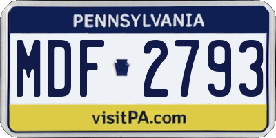 PA license plate MDF2793
