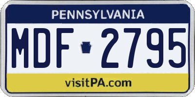 PA license plate MDF2795