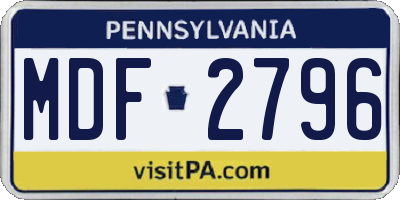 PA license plate MDF2796