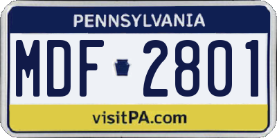 PA license plate MDF2801