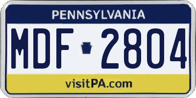PA license plate MDF2804