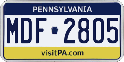 PA license plate MDF2805