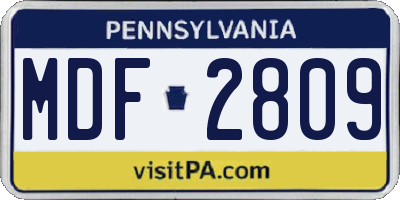 PA license plate MDF2809