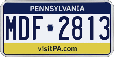PA license plate MDF2813