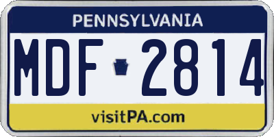 PA license plate MDF2814