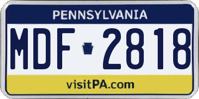 PA license plate MDF2818