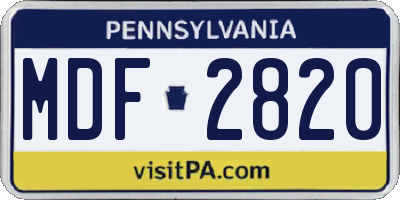 PA license plate MDF2820