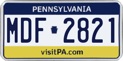 PA license plate MDF2821